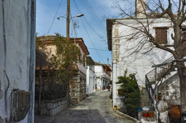 Eski taş ev Theologos köy içinde Thassos Adası, Doğu Makedonya ve Trakya