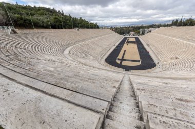 Atina, Yunanistan - 20 Ocak 2017: Panathinaiko Stadyumu veya kallimarmaro Atina, Yunanistan