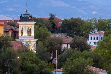 Plovdiv, Bulgaristan - 2 Eylül 2016: Gün batımı görünümü Filibe şehir Nebet tepe Hill