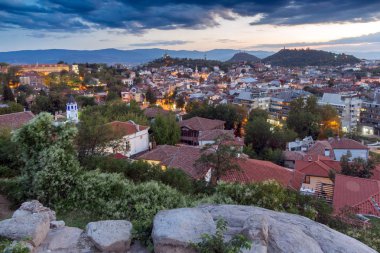 PLOVDIV, BULGARIA - SEPTEMBER 2 2016:  Sunset view of city of Plovdiv from Nebet tepe hill clipart