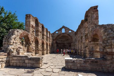 Nessebar, Bulgaristan - 30 Temmuz 2014: Antik kilise Aziz Sofya şehir Nessebar, Burgaz bölge