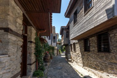Nessebar, Bulgaristan - 30 Temmuz 2014: Steet Nessebar eski şehir