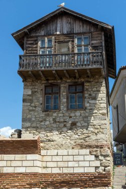 Nessebar, Bulgaristan - 30 Temmuz 2014: Steet Nessebar eski şehir,