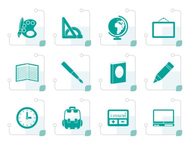 Stilize okul ve eğitim simgeler