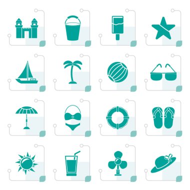 Stilize Beach, deniz ve tatil simgeleri