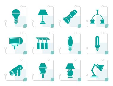 Farklı tür stilize bir aydınlatma donanımları