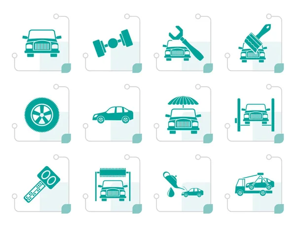 Service automobile stylisé et icônes de transport — Image vectorielle