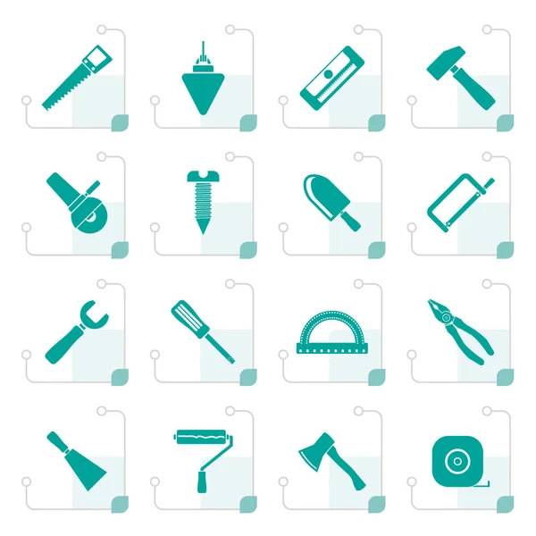 Icônes de construction et outils de construction stylisés — Image vectorielle