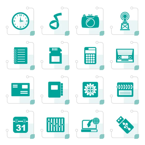 Stylized Phone Performance, Internet and Office Icons — Stock Vector