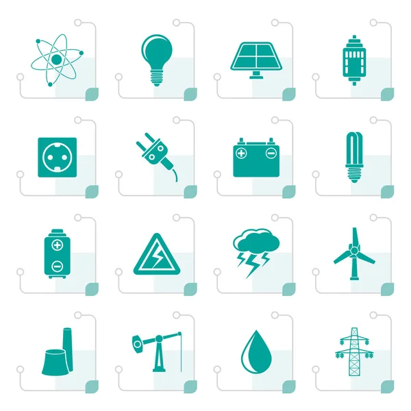 Iconos estilizados de la industria eléctrica y eléctrica — Archivo Imágenes Vectoriales