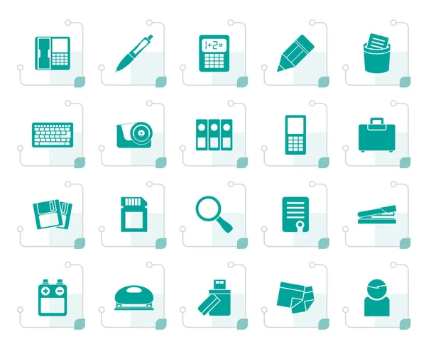 Stylized Office tools Icons Stock Illustration