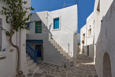 Tipik kasaba, Naoussa, Paros Adası, Cyclades sokakta