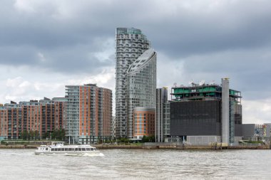 Londra, İngiltere - 17 Haziran 2016: Canary Wharf görünümünden Greenwich, Londra, İngiltere