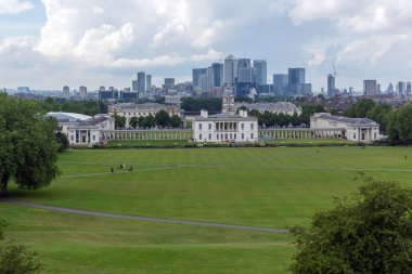 Londra - 17 Haziran 2016: Panorama üzerinden Greenwich, Londra, İngiltere Amazing