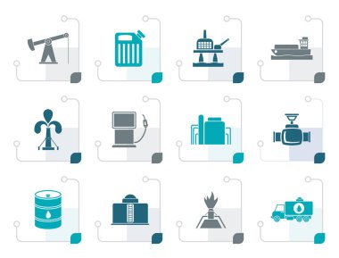 Stilize petrol ve petrol sanayi simgeleri
