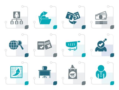 Stilize iş, yönetim ve office simgeleri