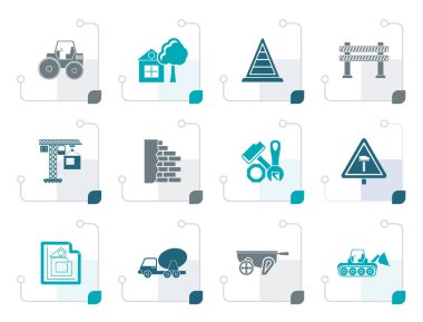 Stilize inşaat ve yapı simgeler