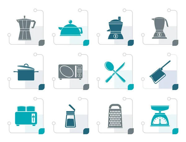 Stiliserade kök och hushållsutrustning ikon — Stock vektor