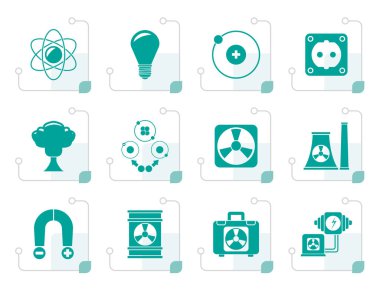 Siyah atom ve nükleer enerji simgeler 