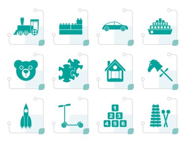 Siyah çeşit oyuncaklar simgeler