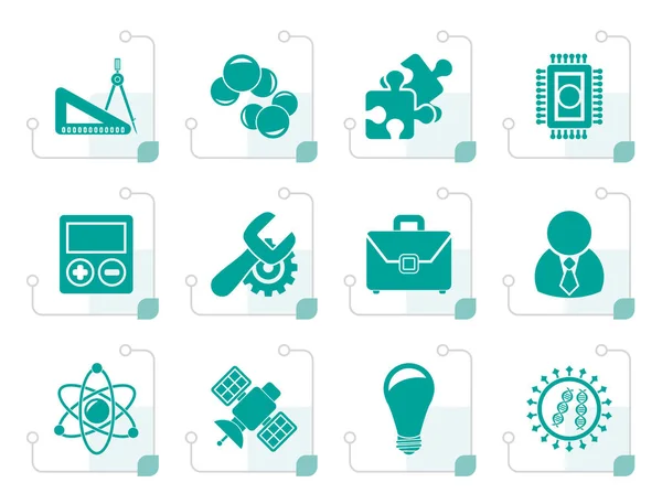 Black Science and Research Icons — Stock Vector