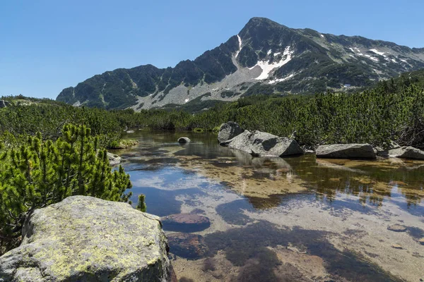 Paisagem com Reflexão do pico Sivrya em lagos Banski, Montanha Pirin — Fotografia de Stock