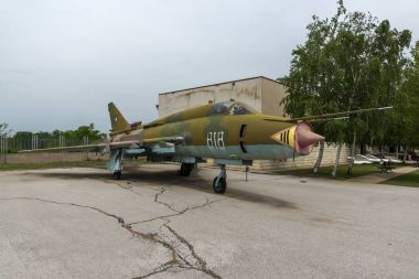 Krumovo, Plovdiv, Bulgaristan - 29 Nisan 2017: bombardıman Sukhoi Su-22 Plovdiv yakınındaki Havacılık Müzesi