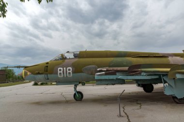 Krumovo, Plovdiv, Bulgaristan - 29 Nisan 2017: bombardıman Sukhoi Su-22 Plovdiv yakınındaki Havacılık Müzesi