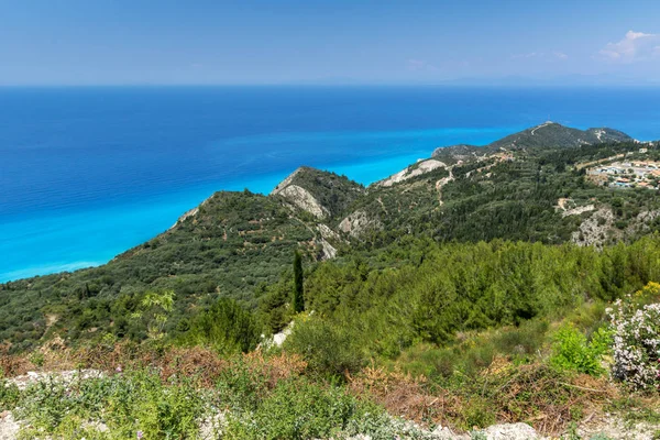 Paisagem incrível com águas azuis, Lefkada, Ilhas Jônicas , — Fotografia de Stock