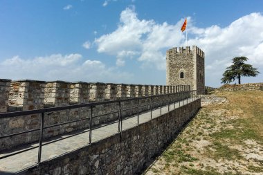 Skopje, Makedonya - 13 Mayıs 2017: Skopje kale (Kale kale) Old Town