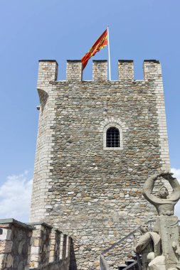 Skopje, Makedonya - 13 Mayıs 2017: Skopje kale (Kale kale) Old Town
