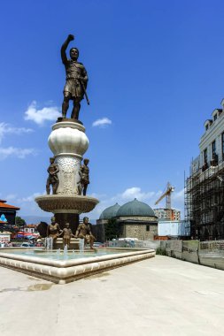 Skopje, Makedonya - 13 Mayıs 2017: Philip II Makedonya anıtın Üsküp '