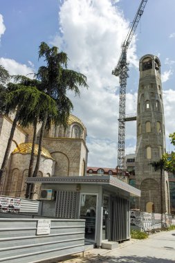 Skopje, Makedonya - 13 Mayıs 2017: St. Aziz Konstantin ve Elena kilisede Üsküp şehir