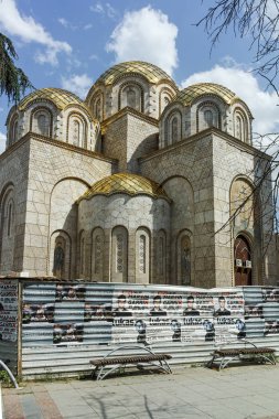 Skopje, Makedonya - 13 Mayıs 2017: St. Aziz Konstantin ve Elena kilisede Üsküp şehir