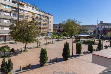 Pirot, Sırbistan -16 Nisan 2016: Pirot şehir merkezi,