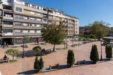Pirot, Sırbistan -16 Nisan 2016: Pirot şehir merkezi