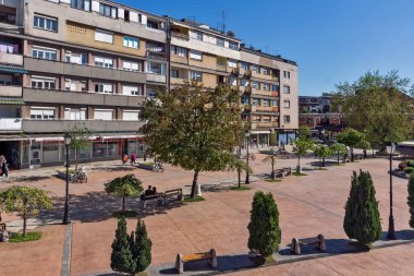 Pirot, Sırbistan -16 Nisan 2016: Pirot şehir merkezi,