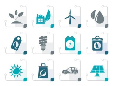 Stilize yeşil ve çevre simgeler 