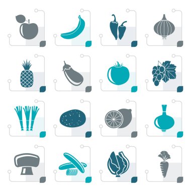 Meyve ve sebze simgeleri stilize farklı bir