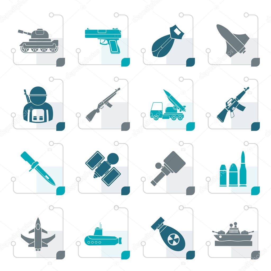 Stylized Army, weapon and arms Icons