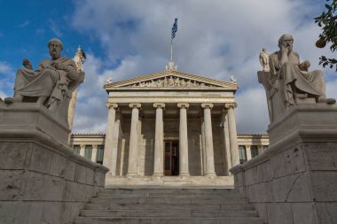 Atina, Yunanistan - 20 Ocak 2017: Academy of Athens, panoramik