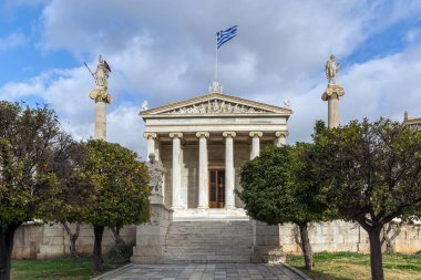 Atina, Yunanistan - 20 Ocak 2017: Academy of Athens, panoramik,