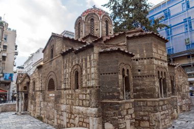 Atina, Yunanistan - 20 Ocak 2017: Kilise, Panaghia Kapnikarea Atina