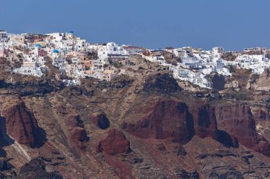 Santorini Island, Thira, Cyclades panoramik manzaralı