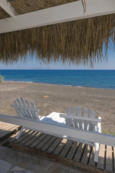 Amazing view of Kamari Beach, Santorini island, Thira, Cyclades — Stock Photo, Image