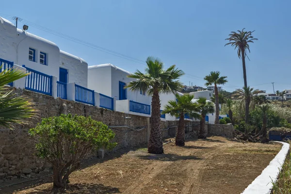 Casas brancas na cidade de Mykonos, Ilhas Cíclades — Fotografia de Stock