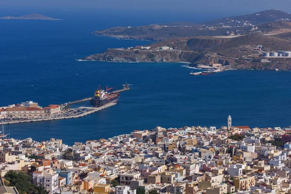 Vista panoramica sulla città di Ermopoli, Syros, Isole Cicladi — Foto Stock