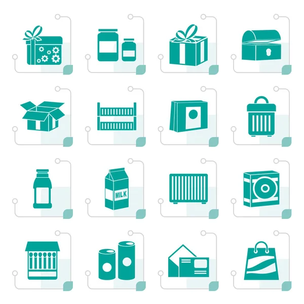 Stylized different kind of package icons — Stock Vector