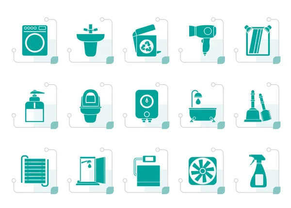 Stylized Bathroom and toilet objects and icons — Stock Vector