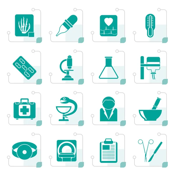 Stylized Healthcare and Medicine icons — Stock Vector